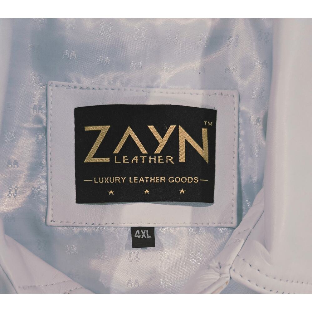 NWOT Zayn Men's 100% Leather Trucker Jacket White 4XL - Picture 5 of 13